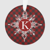 Monogramm-Schneeflocke auf kariert Ornament (Vorderseite)
