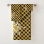 Monogramm Schneeflocke auf kariertes Badetuch Set (Insitu)