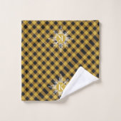 Monogramm Schneeflocke auf kariertes Badetuch Set (Waschlappen)