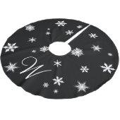 Monogramm-Schneeflocke-Baum-Rock Polyester Weihnachtsbaumdecke (Schrägansicht)