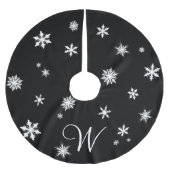 Monogramm-Schneeflocke-Baum-Rock Polyester Weihnachtsbaumdecke (Vorderseite)