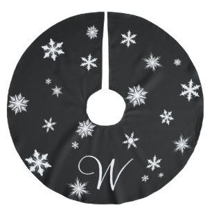 Monogramm-Schneeflocke-Baum-Rock Polyester Weihnachtsbaumdecke