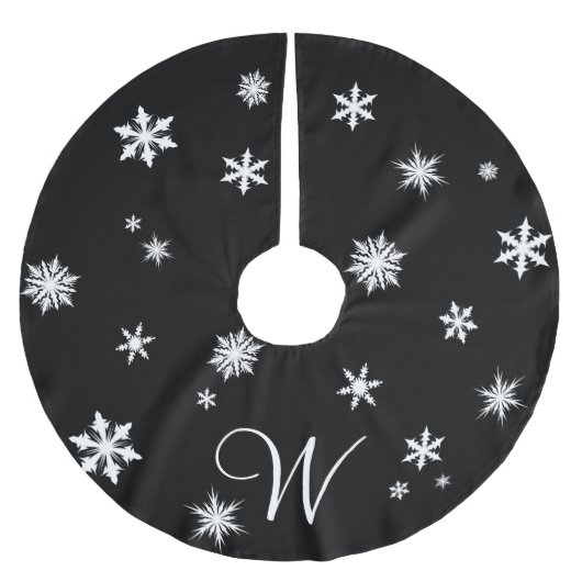 Monogramm-Schneeflocke-Baum-Rock Polyester Weihnachtsbaumdecke (Vorderseite)
