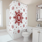 Monogramm-Schneeflocke-Weihnachtsduschvorhang Duschvorhang (Beispiel)