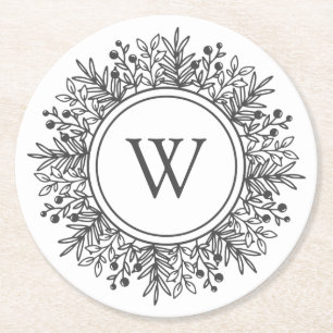 Monogramm-Schneeflocken-Weihnachten Runder Pappuntersetzer