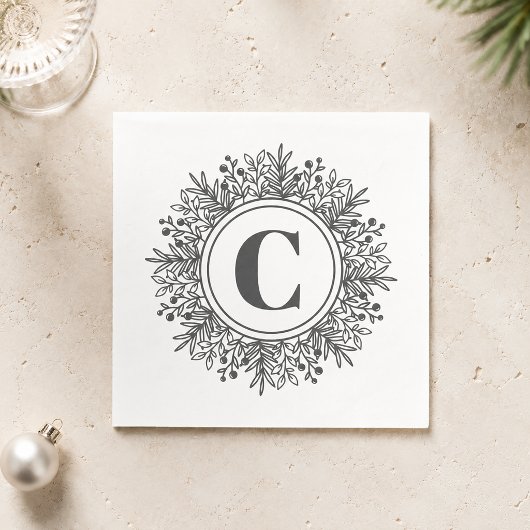 Monogramm-Schneeflocken-Weihnachten Serviette