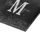 Monogramm-Schneidplatte für Schwarz-Silber-Glitzer Schneidebrett (Ecke)