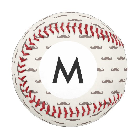 Monogramm-Schnurrbart-Hipster-Muster 3 Baseball (Vorderseite Links)