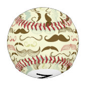 Monogramm-Schnurrbart-Muster, Retro-Stil 4 Baseball (Rückseite)