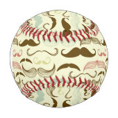 Monogramm-Schnurrbart-Muster, Retro-Stil 4 Baseball (Vorderseite)