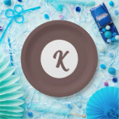 Monogramm-Schokolade Pflaume und Weiß Pappteller (Party)