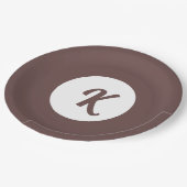 Monogramm-Schokolade Pflaume und Weiß Pappteller (Schrägansicht)