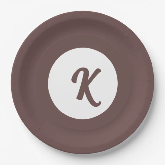 Monogramm-Schokolade Pflaume und Weiß Pappteller (Vorderseite)