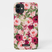 Monogramm schön und klassisch blumenrosa Case-Mate iPhone hülle (Rückseite)