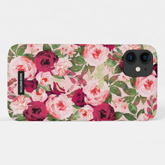 Monogramm schön und klassisch blumenrosa Case-Mate iPhone hülle (Rückseite (Horizontal))