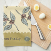 Monogramm schöne Farben Klassisches Kaffeemuster Geschirrtuch (Viertel Falte)