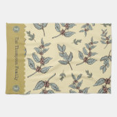 Monogramm schöne Farben Klassisches Kaffeemuster Geschirrtuch (Horizontal)