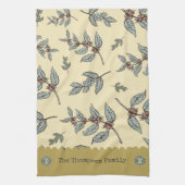 Monogramm schöne Farben Klassisches Kaffeemuster Geschirrtuch (Vertikal)