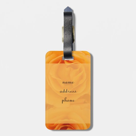 Monogramm-schöne gelb-orangee hybride Tee-Rosen Gepäckanhänger (Rückseite vertikal)