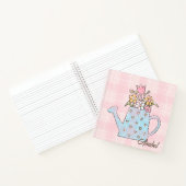Monogramm schöne handgezeichnete Botanik Pink Blau Notizblock (Innenseite)
