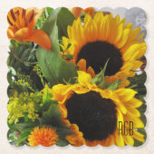 Monogramm, schöne Herbstsonnenblumen Untersetzer (Vorderseite)