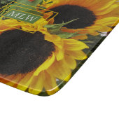Monogramm, schöne Sonnenblumen Printglas Schneidebrett (Ecke)