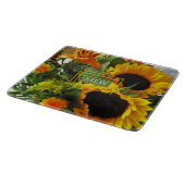 Monogramm, schöne Sonnenblumen Printglas Schneidebrett (Ecke)