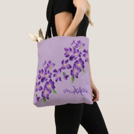 Monogramm Schöne Violett-Blume Tasche