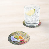 Monogramm, schöner Herbstdruck, Scallop Untersetzer (Vor Ort)