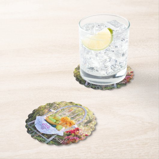 Monogramm, schöner Herbstdruck, Scallop Untersetzer (Vor Ort)