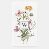 Monogramm Schöner Wildblumenstrauß Serviette (Vorderseite)