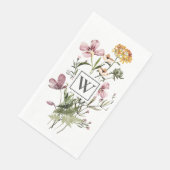 Monogramm Schöner Wildblumenstrauß Serviette (Ecke)