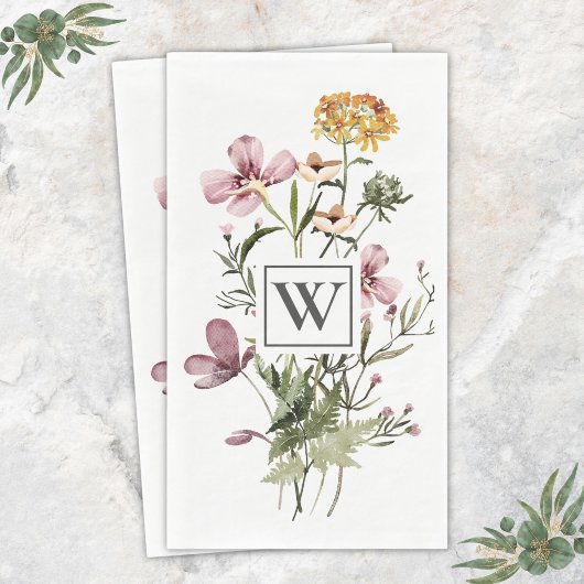 Monogramm Schöner Wildblumenstrauß Serviette