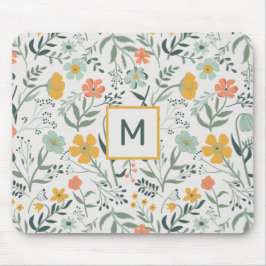 Monogramm schönes botanisches Muster Mousepad