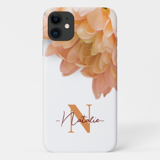 Monogramm Schönes Weiß und Beige Floral für Mädche Case-Mate iPhone Hülle (Rückseite)