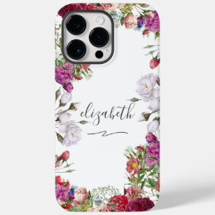 Monogramm-Schrift-Blumen-Aquarell-Gartenblumen Case-Mate iPhone 14 Pro Max Hülle