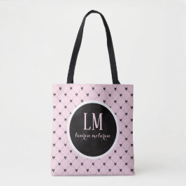 Monogramm-Schrift-Bogen-Tasche – Pink & Schwarz Tasche