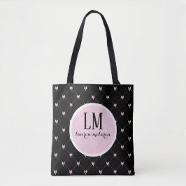 Monogramm-Schrift-Bogen-Tasche – Schwarz & Pink Tasche