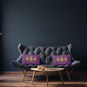 Monogramm-Schrift für lila Ananas Kissen Für Draußen