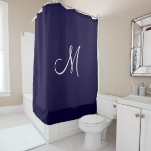 Monogramm-Schrift Initial Navyblau Weiß Minimal Duschvorhang