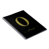 Monogramm Schrift Name Personalisiert Schwarz und Notizblock (Rechte Seite)