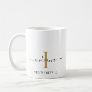 Monogramm Schrift Name Stilvoll Gold Grau Minimali Kaffeetasse