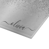 Monogramm Schrift Silber Schwarz Glitter Mädchen N Schneidebrett (Ecke)