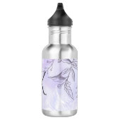 Monogramm-Schrift Weiß Grau Lila Blumen Edelstahlflasche (Rechts)