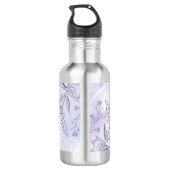 Monogramm-Schrift Weiß Grau Lila Blumen Edelstahlflasche (Rückseite)