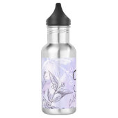 Monogramm-Schrift Weiß Grau Lila Blumen Edelstahlflasche (Links)