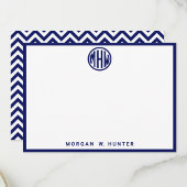Monogramm-Schriftart für den weißen Navy Zickzack Dankeskarte