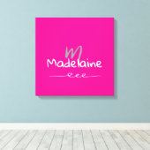 Monogramm Schriftart, handgezeichnet, rosa weiß Leinwanddruck (Insitu (Holzboden))