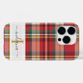 Monogramm Schriftname Karomuster Rot Rustikal Case-Mate iPhone Hülle (Rückseite (Horizontal))