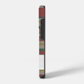 Monogramm Schriftname Karomuster Rot Rustikal iPhone Hülle (Linke Seite)